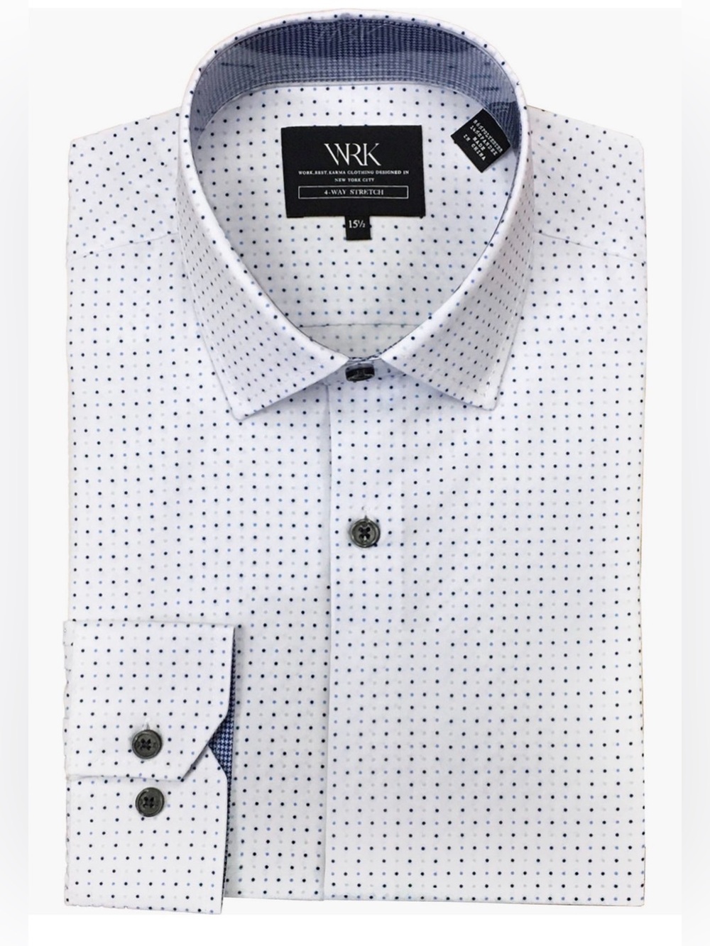 WRK White Microdot Stretch Dress Shirt